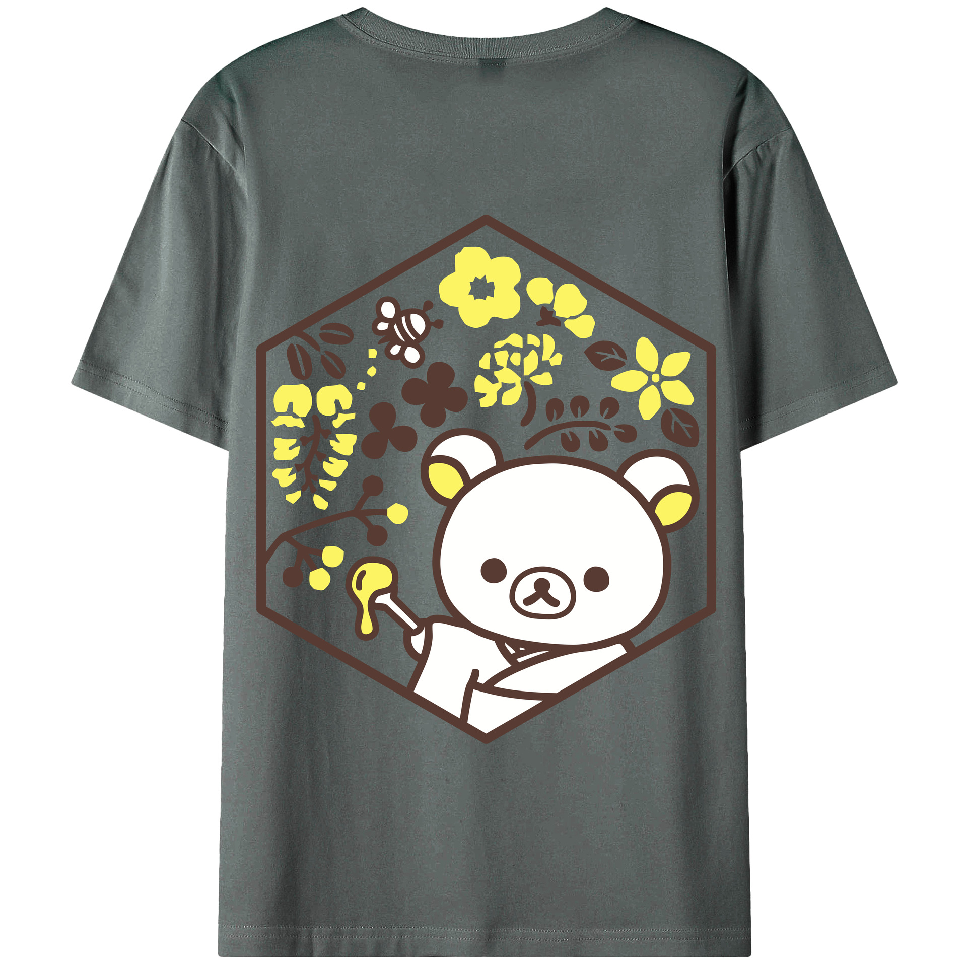 （画像用） リラックマ リラックマ キイロイトリ Rilakkuma Korilakkuma Kiiroitori 綿100％半袖Tシャツ（背面プリント）